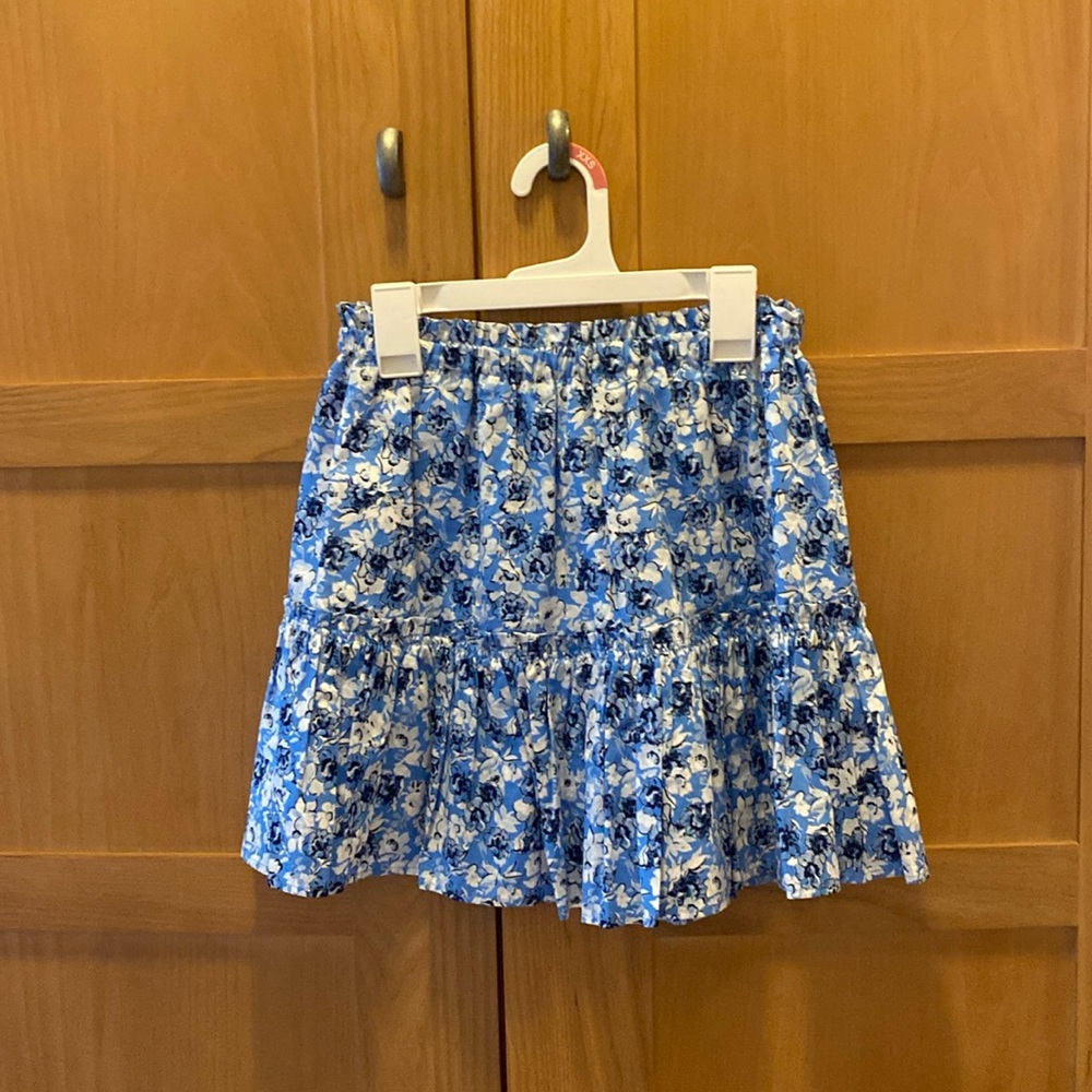 Zara Blue and White Floral Mini Skirt